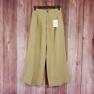 Everlane Pleated Buttersoft Wide Leg Chino Pants Womens Size 4 Tan Khaki Tencel